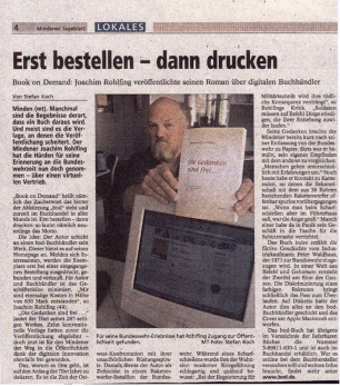 Artikel im Mindener Tageblatt 2000